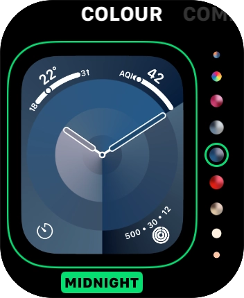 Turn the Digital Crown to change between the different designs.