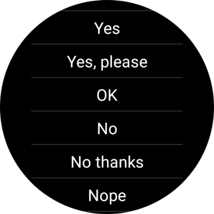 Press the required reply.