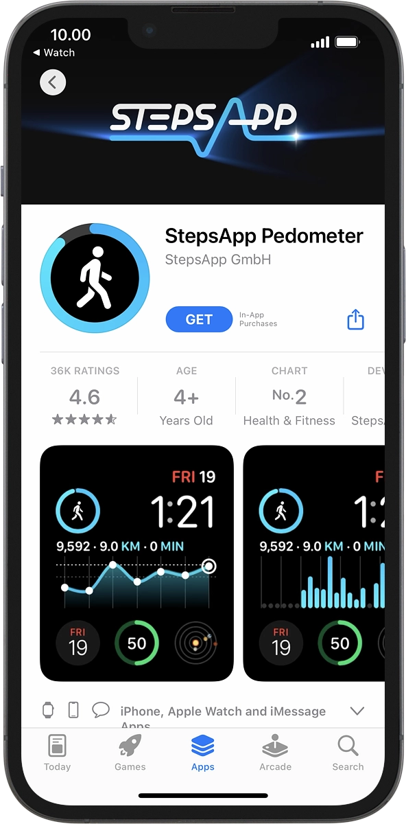 On your phone: Press GET and follow the instructions on the screen to install the app.