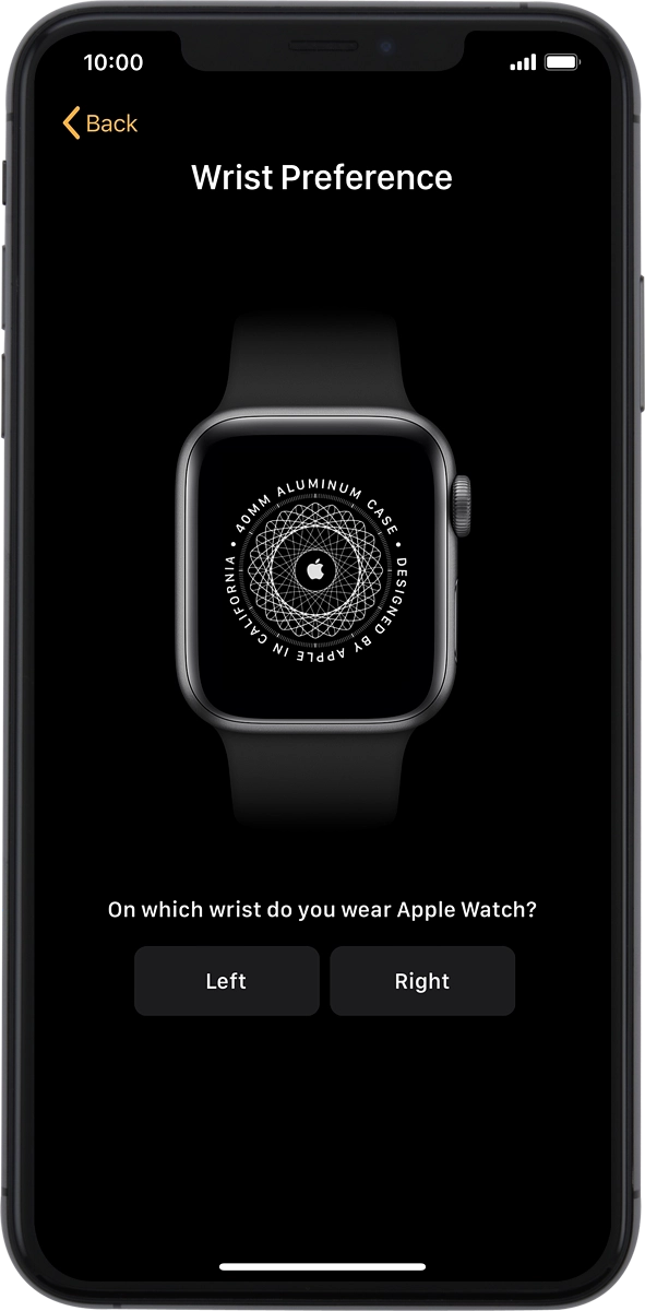 On your phone: Press the required setting and select on which wrist you want to wear the watch.