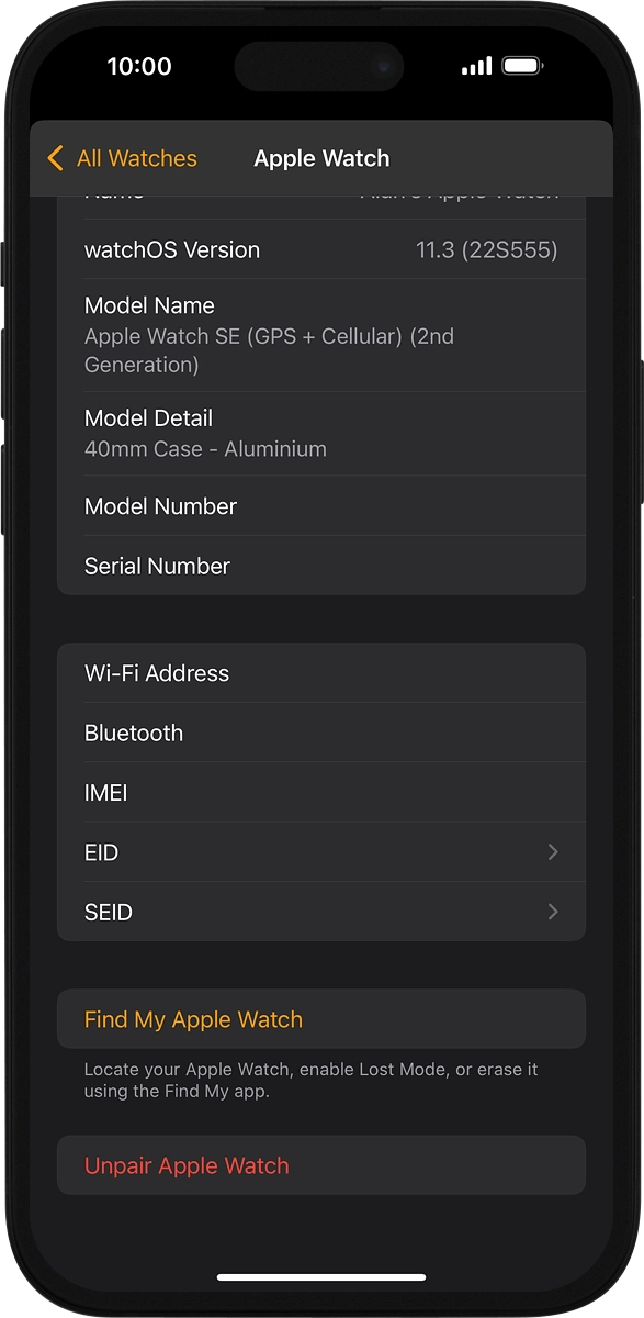On your phone: Press Unpair Apple Watch.