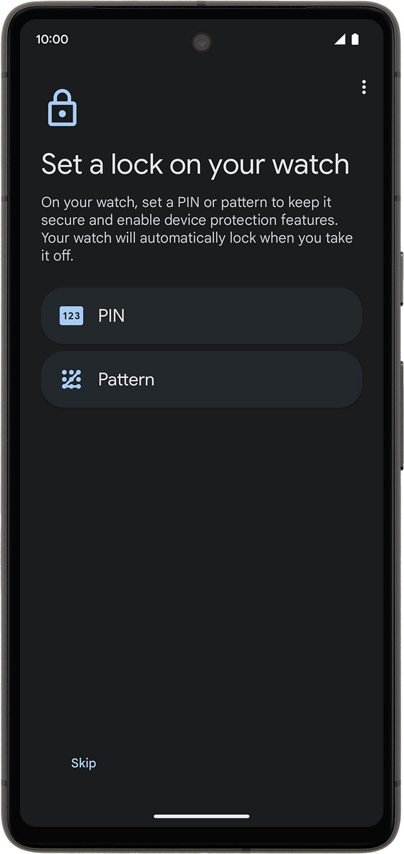 On your phone: Follow the instructions on the screen to set up a screen lock or press Skip.