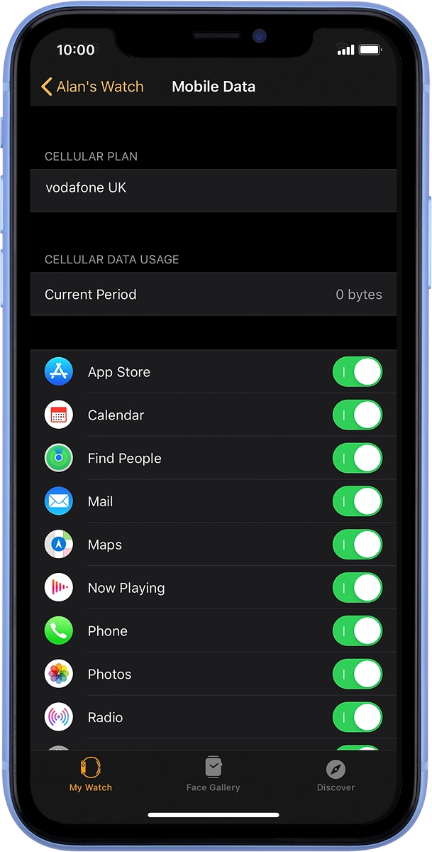 On your phone: When this screen is displayed, mobile data has been set up on your Apple Watch.
