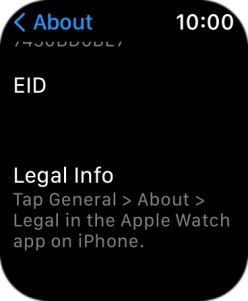 Your Apple Watch EID number is displayed below EID.
