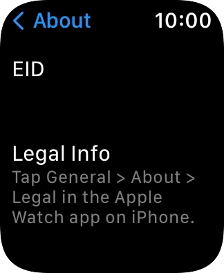 Your Apple Watch EID number is displayed below EID.