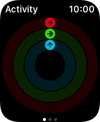 The screen will tell you how far you are from completing your daily activity goals. When the coloured rings are closed, you've reached the goals of your daily activity.
