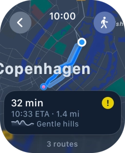 Turn the Digital Crown to see the suggested routes.