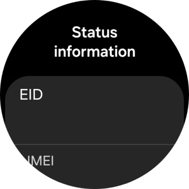 Your smartwatch's EID number is displayed below EID. Your smartwatch's EID number is displayed below EID.