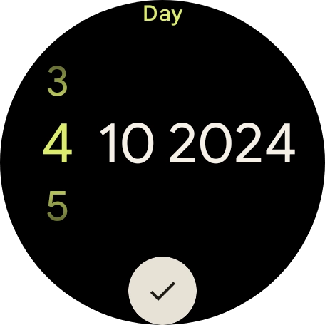 Slide your finger up or down on the screen to set the required date.