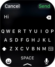 Press the microphone icon and record the message.