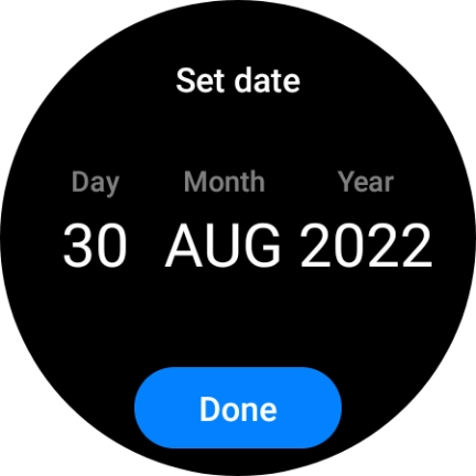 Slide your finger up or down on the screen to set the required date. Slide your finger up or down on the screen to set the required date.
