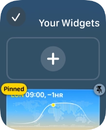 Press the pin widget icon on the required widget to pin it to the top of the stack.