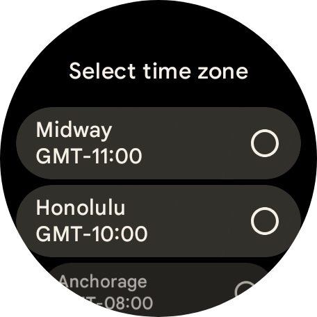 Press the required time zone.