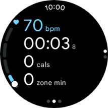 Press the screen to change between viewing various data for the ongoing activity.