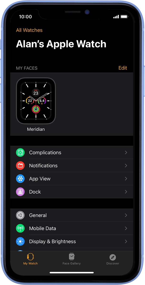 On your phone: Press My Watch.