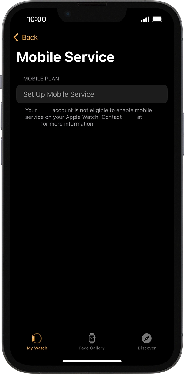 On your phone: If you've bought your Apple Watch elsewhere than from Vodafone, press Set Up Mobile Service and follow the instructions on the screen to set up mobile data.