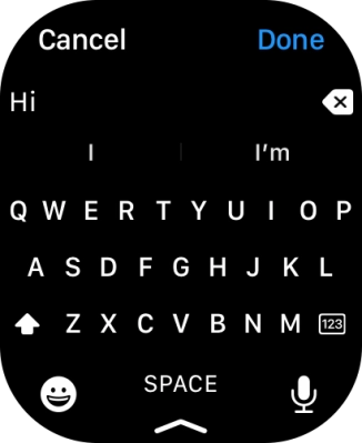 Press the microphone icon and record the message.
