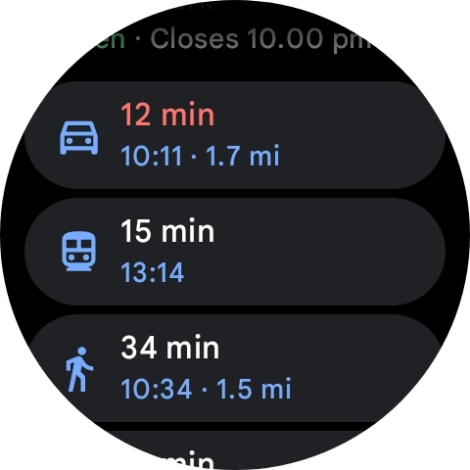 Press the required mode of transportation.