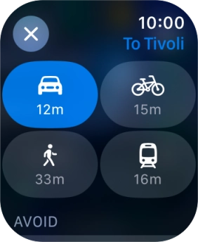 Press the required transport type.