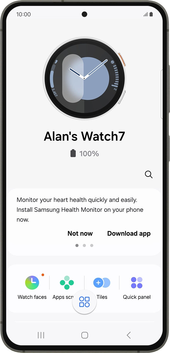 On your phone: When this screen is displayed, your smartwatch is activated and synchronised with your phone.