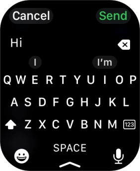 Press the microphone icon and record the message.