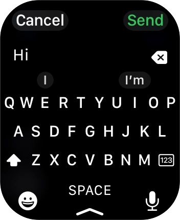 Press the microphone icon and record the message.