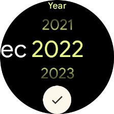 Slide your finger up or down on the screen to set the required date. Slide your finger up or down on the screen to set the required date.