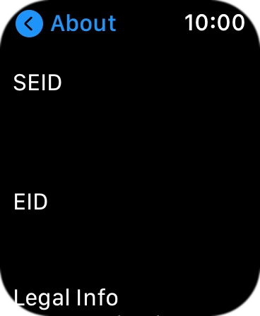 Your Apple Watch EID number is displayed below EID.