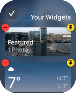 Press the unpin widget icon on the required widget to unpin it from the top of the stack.