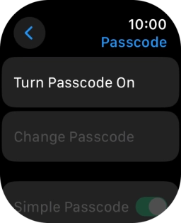 Press Turn Passcode On and key in a lock code of your own choice twice.