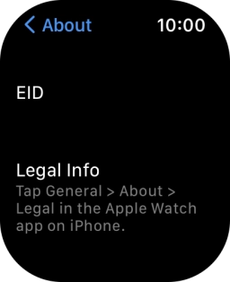 Your Apple Watch EID number is displayed below EID.