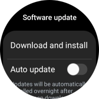 Press Download and install. If a new software version is available, it's displayed. Follow the instructions on the screen to update the smartwatch software.