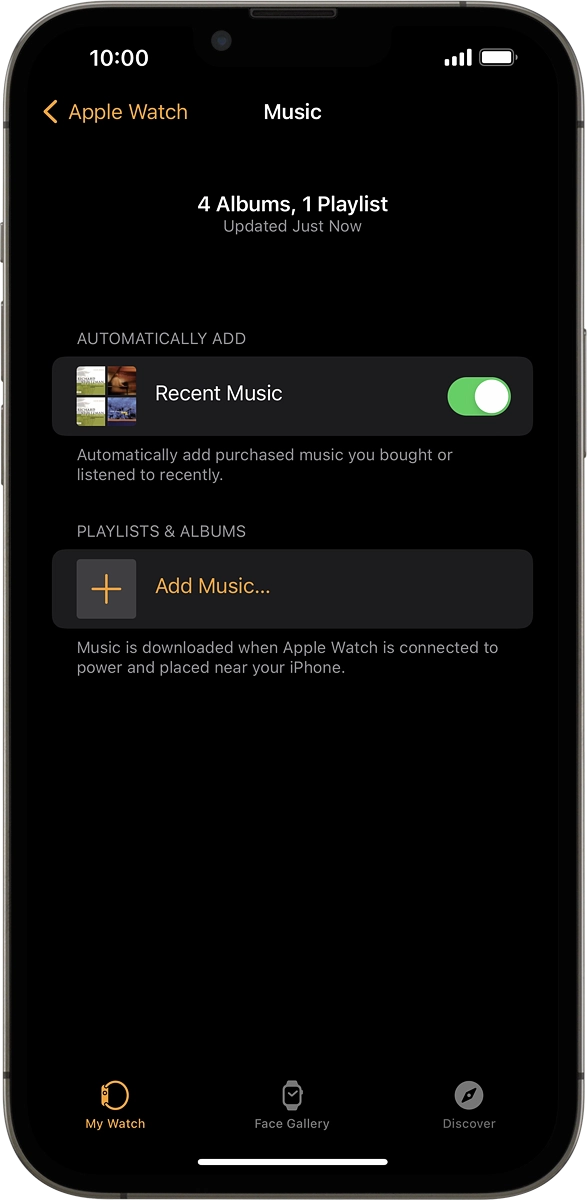 On your phone: Press Add Music... and go to the required playlist or album.