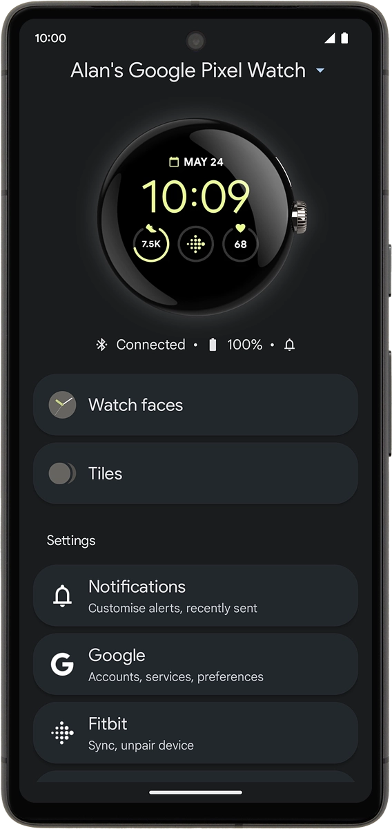 On your phone: When this screen is displayed, your smartwatch is activated and synchronised with your phone.