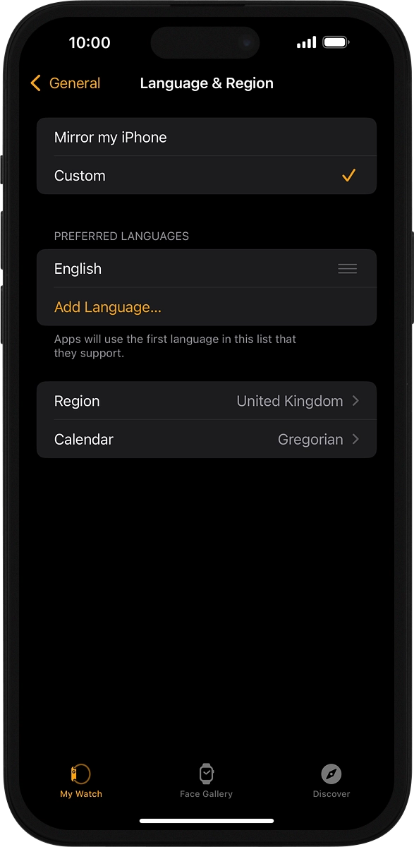 On your phone: Press Add Language....