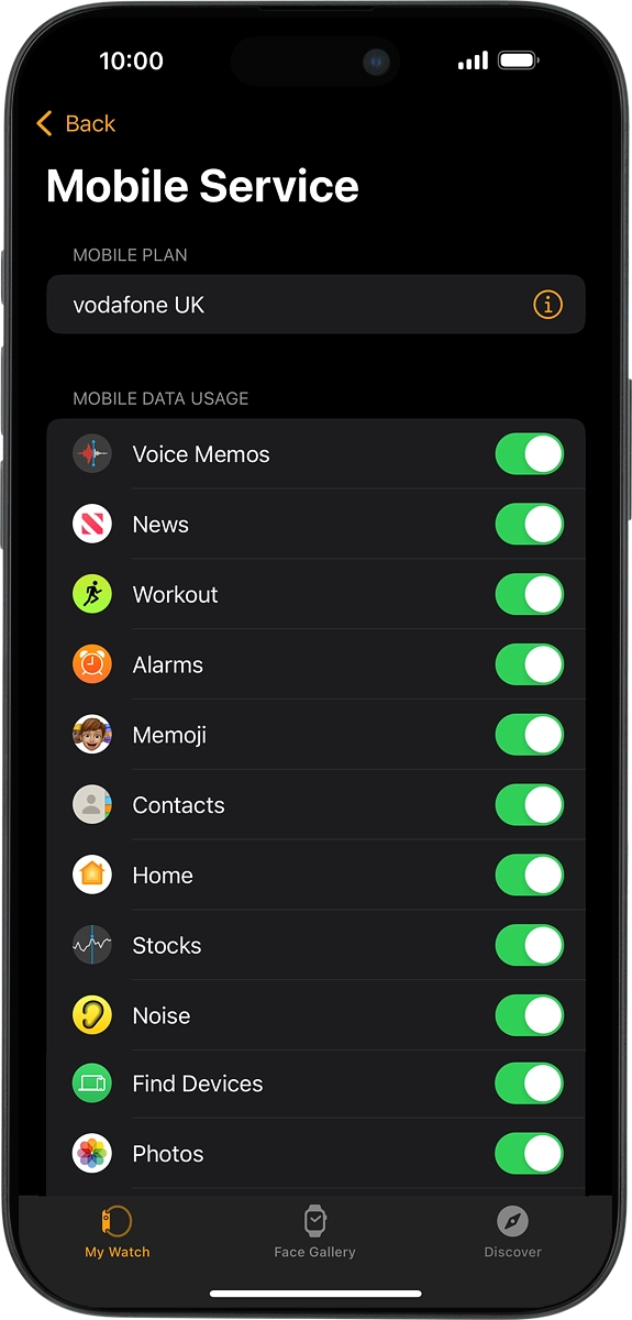 On your phone: The price plan will be activated once you’ve paired your Apple Watch and your phone and you should see this screen in the Watch app settings on your phone.