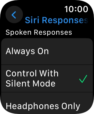 Press the required setting.