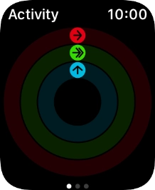 The screen will tell you how far you are from completing your daily activity goals. When the coloured rings are closed, you've reached the goals of your daily activity. The screen will tell you how far you are from completing your daily activity goals. When the coloured rings are closed, you've reached the goals of your daily activity.