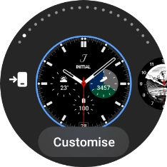 Slide your finger left to see the available watch faces. Slide your finger left to see the available watch faces.