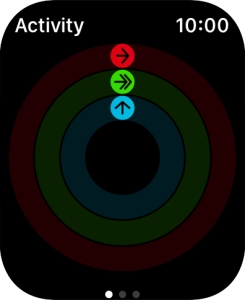 The screen will tell you how far you are from completing your daily activity goals. When the coloured rings are closed, you've reached the goals of your daily activity.