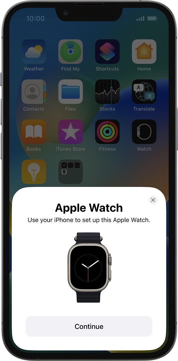 On your phone: Press Continue and follow the instructions on your phone to place the watch face in the middle of your phone's camera viewfinder.