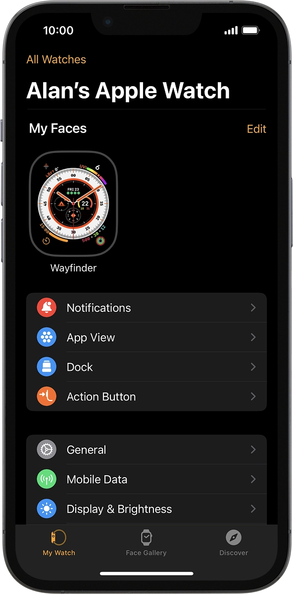 On your phone: Press My Watch.