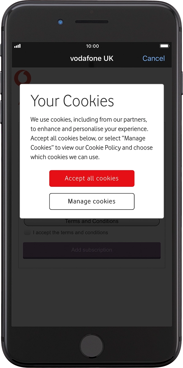 On your phone: Press Accept all cookies.