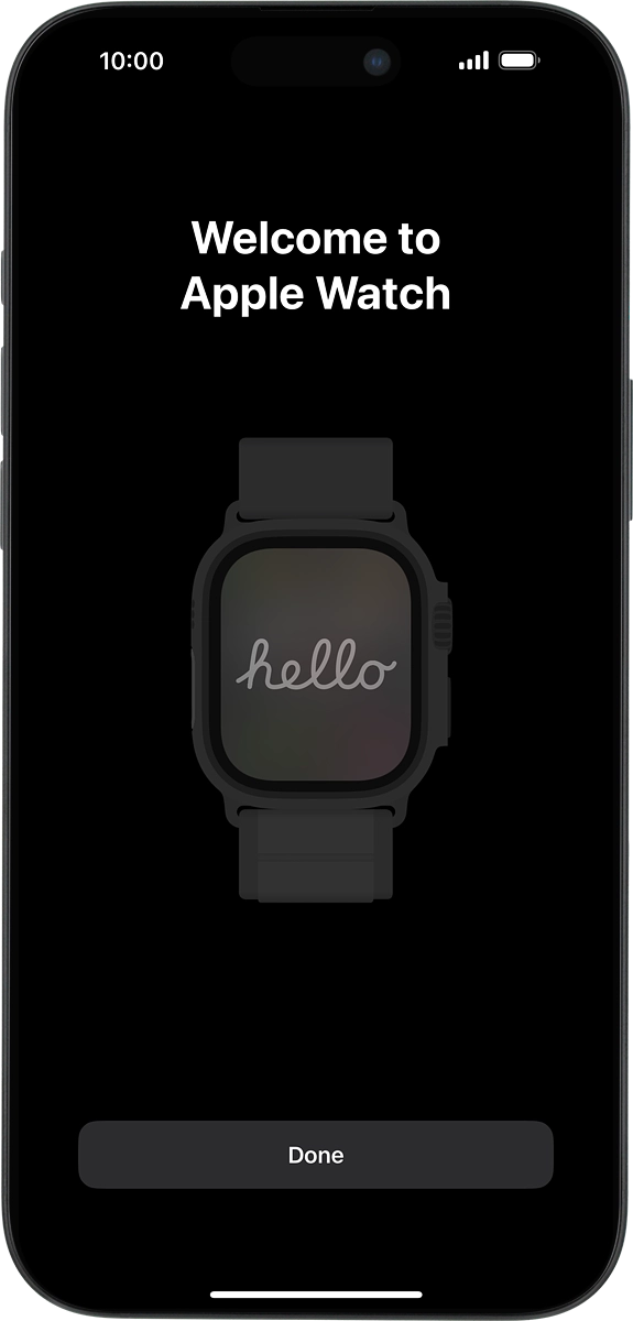 On your phone: Wait a moment while the activation of your Apple Watch is completed and press Done.