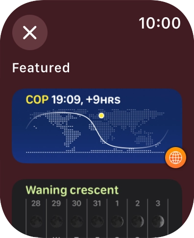 Press the required widget.