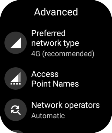 Press Preferred network type.