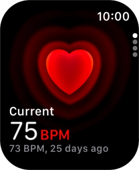 Your current heart rate is displayed below Current.