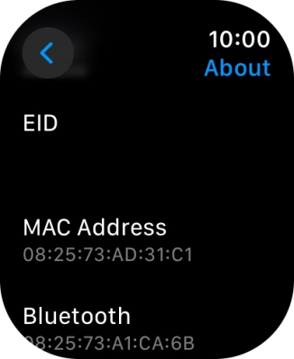 Your Apple Watch EID number is displayed below EID.