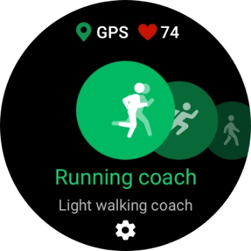 Drag your finger right or left to select the required activity.