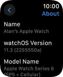 The software version of your Apple Watch is displayed below watchOS Version.